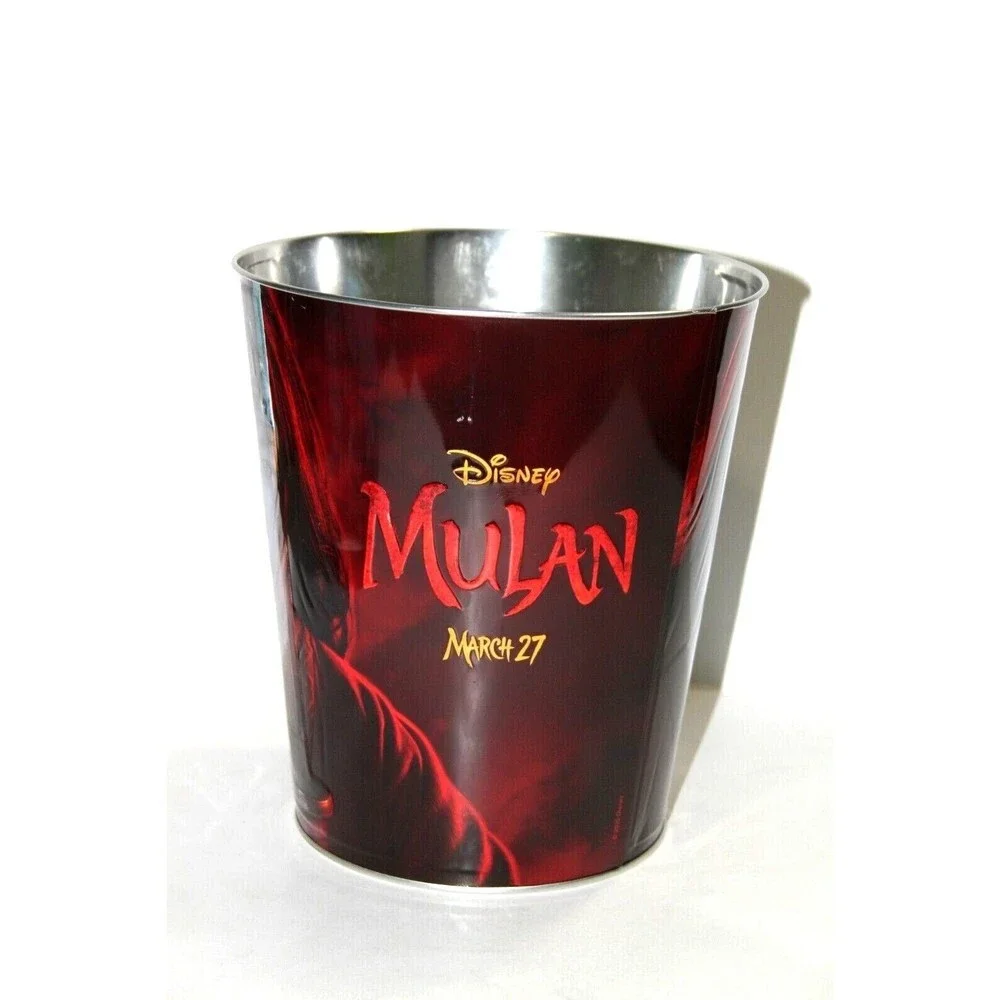 Disney Mulan 2020 Movie Theater Embossed Popcorn Bucket Metal Storage Tin Can